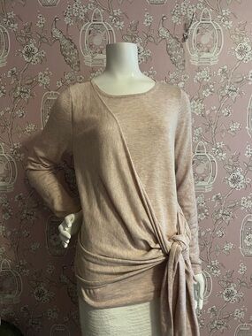 a new day Blush Pink Crewneck Knit Sweater with Side Tie